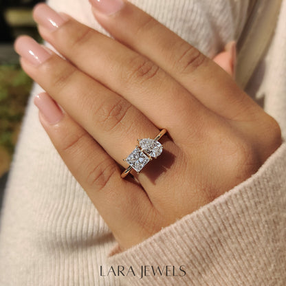 Lab grown princess engagement ring in Lara Jewels setting, available in Silver. IGI certified, ethically sourced, handcrafted at Lara Jewels.