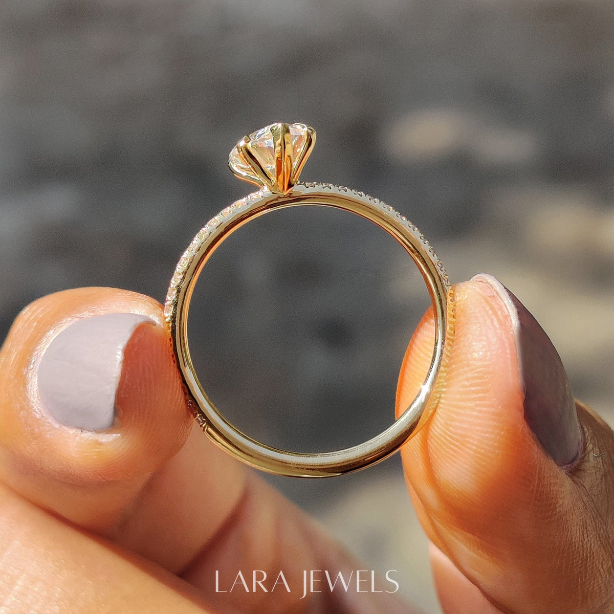 Lab grown pear engagement ring in Lara Jewels setting, available in Silver. IGI certified, ethically sourced, handcrafted at Lara Jewels.