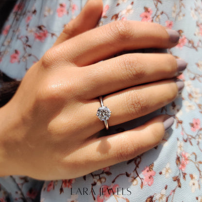 Lab grown round engagement ring in Lara Jewels setting, available in Silver. IGI certified, ethically sourced, handcrafted at Lara Jewels.