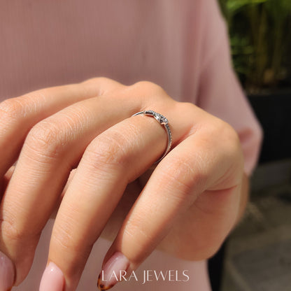 Lab grown round engagement ring in Half Eternity Style, available in Silver. IGI certified, ethically sourced, handcrafted at Lara Jewels.