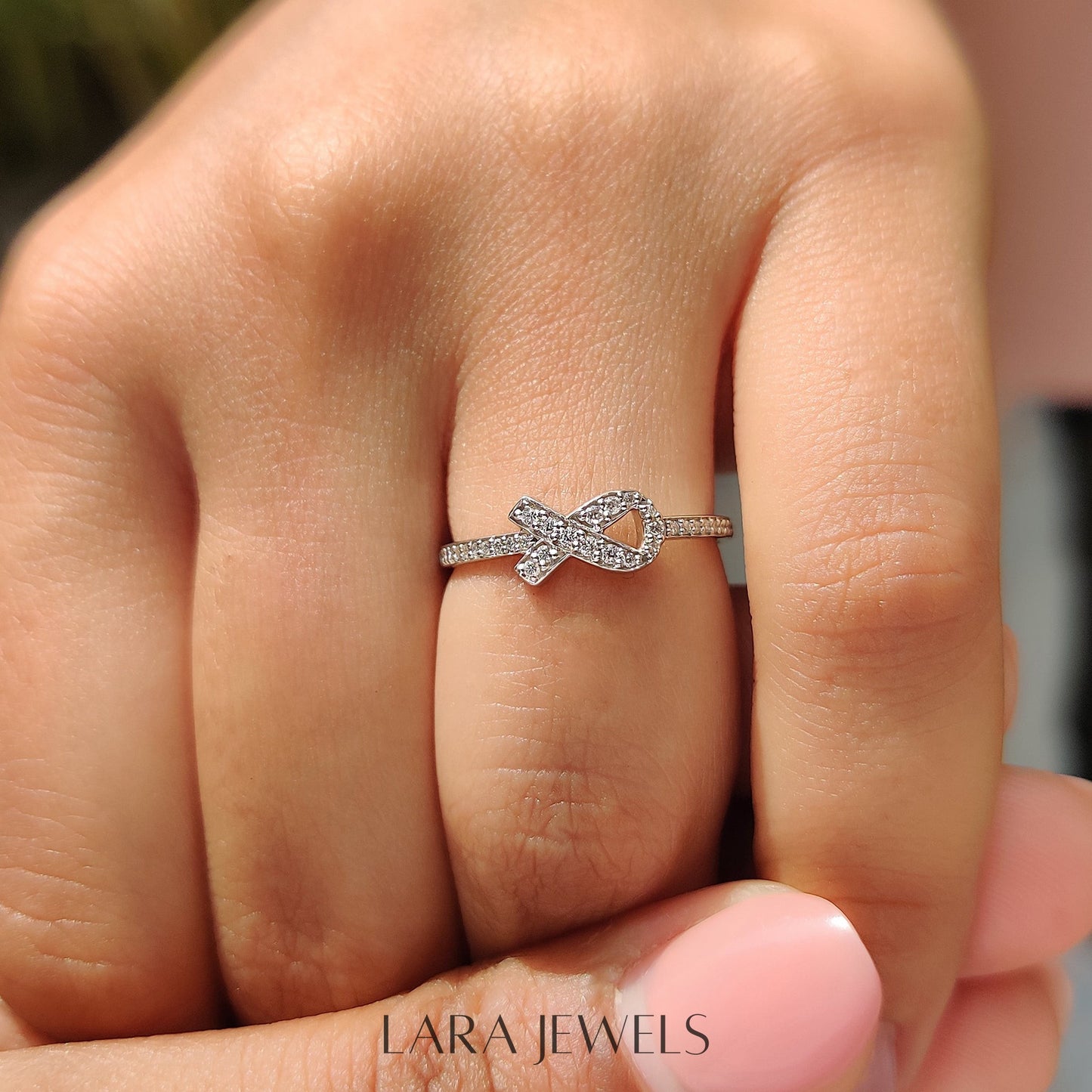 Lab grown round engagement ring in Half Eternity Style, available in Silver. IGI certified, ethically sourced, handcrafted at Lara Jewels.