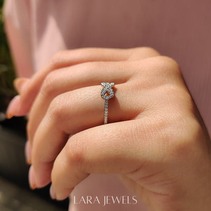 Lab grown round engagement ring in Half Eternity Style, available in Silver. IGI certified, ethically sourced, handcrafted at Lara Jewels.