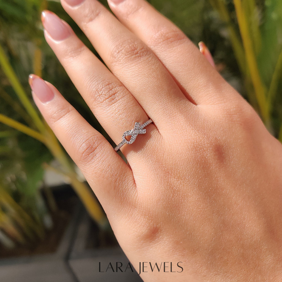 Lab grown round engagement ring in Half Eternity Style, available in Silver. IGI certified, ethically sourced, handcrafted at Lara Jewels.