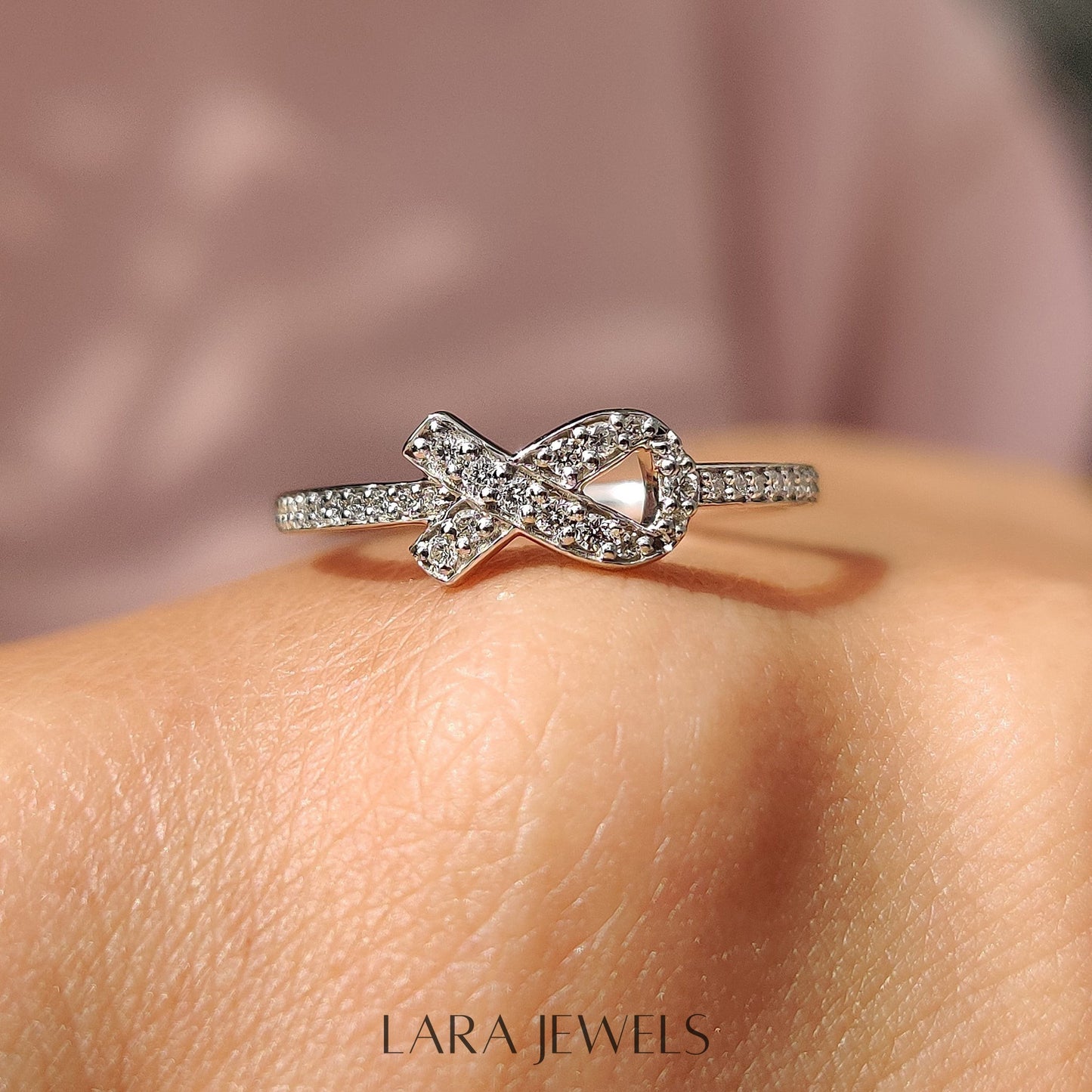 Lab grown round engagement ring in Half Eternity Style, available in Silver. IGI certified, ethically sourced, handcrafted at Lara Jewels.