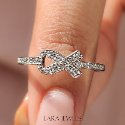 Lab grown round engagement ring in Half Eternity Style, available in Silver. IGI certified, ethically sourced, handcrafted at Lara Jewels.