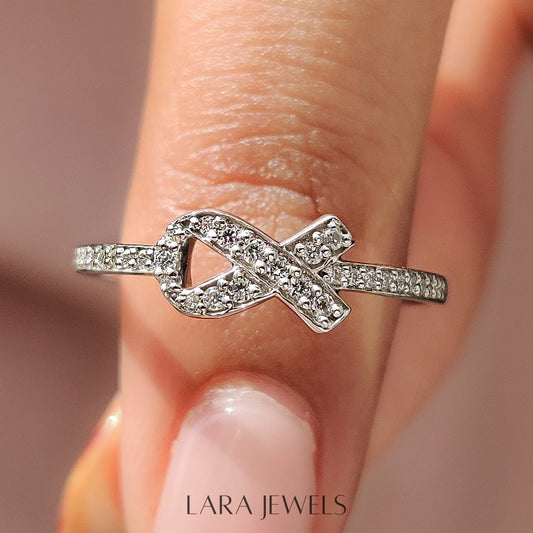 Lab grown round engagement ring in Half Eternity Style, available in Silver. IGI certified, ethically sourced, handcrafted at Lara Jewels.