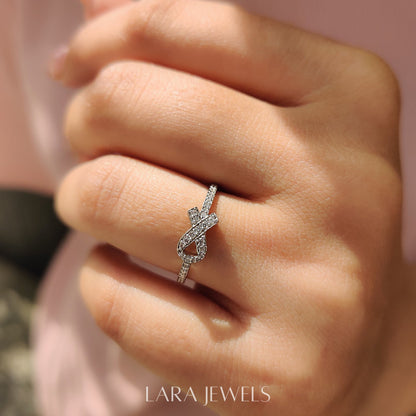 Lab grown round engagement ring in Half Eternity Style, available in Silver. IGI certified, ethically sourced, handcrafted at Lara Jewels.