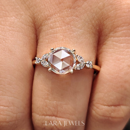 Lab grown round engagement ring in Lara Jewels setting, available in Silver. IGI certified, ethically sourced, handcrafted at Lara Jewels.