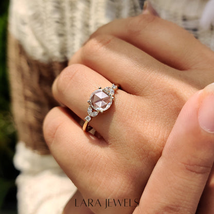 Lab grown round engagement ring in Lara Jewels setting, available in Silver. IGI certified, ethically sourced, handcrafted at Lara Jewels.
