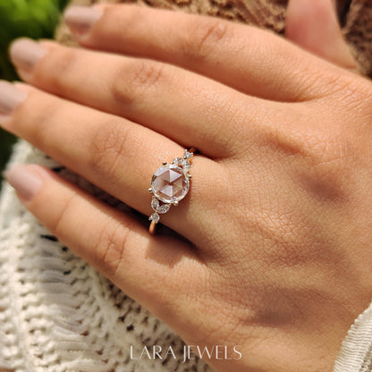 Lab grown round engagement ring in Lara Jewels setting, available in Silver. IGI certified, ethically sourced, handcrafted at Lara Jewels.