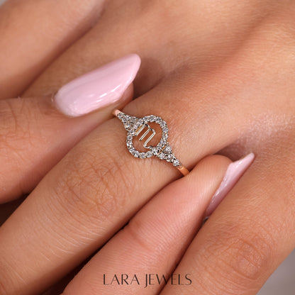 Lab grown diamond engagement ring in Yellow Gold Finish, available in Silver. IGI certified, ethically sourced, handcrafted at Lara Jewels.