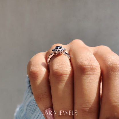 Lab grown round engagement ring in Lara Jewels setting, available in Silver. IGI certified, ethically sourced, handcrafted at Lara Jewels.