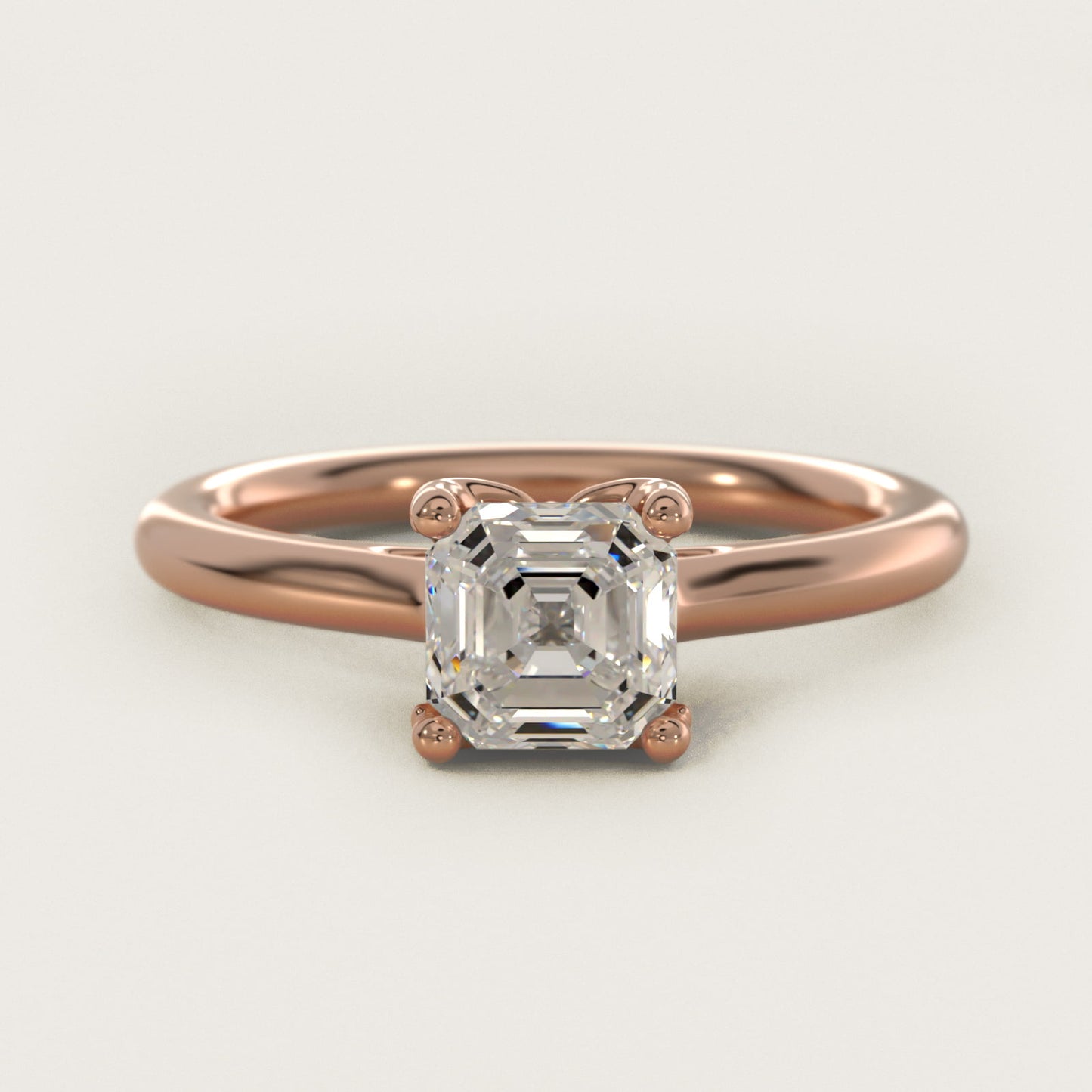Leaf Solitaire Plus Diamond Engagement Ring in 18k Rose Gold - Asscher Center