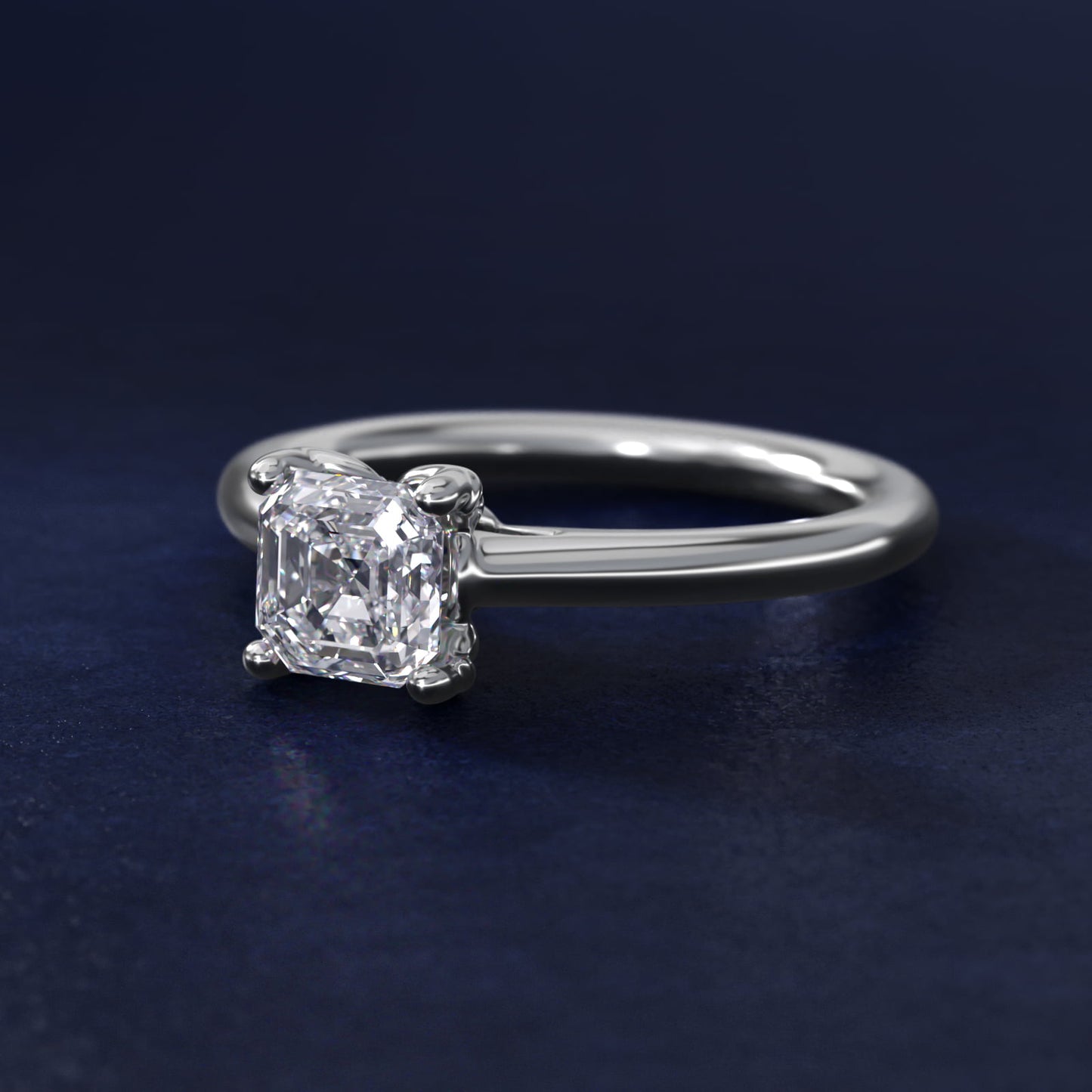 Leaf Solitaire Plus Diamond Engagement Ring in 14k White Gold - Asscher Center