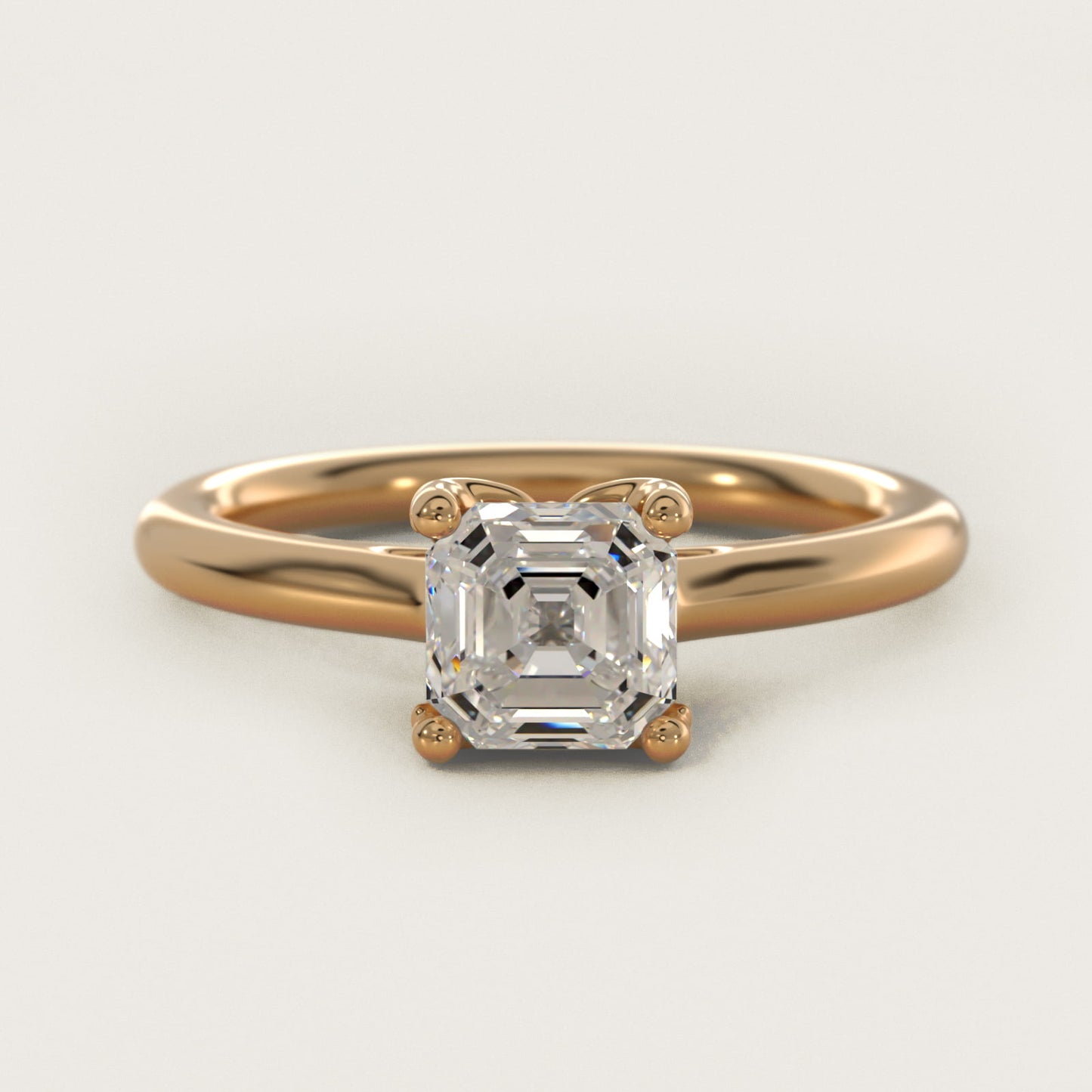 Leaf Solitaire Plus Diamond Engagement Ring in 18k Yellow Gold - Asscher Center
