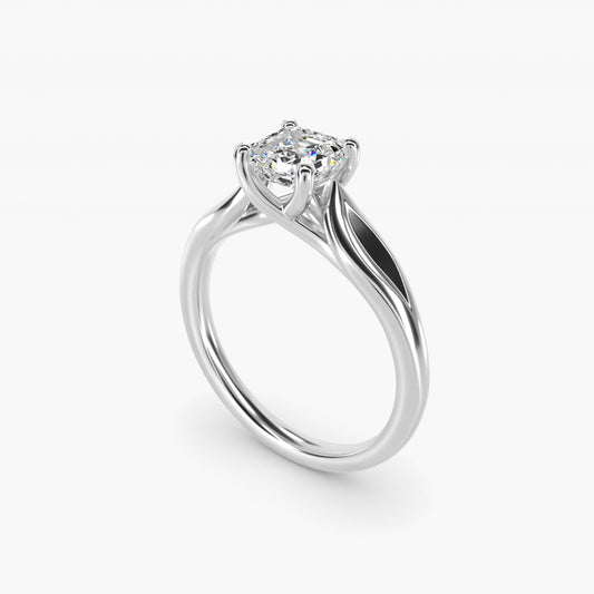 Leaf Solitaire Engagement Ring in Platinum - Asscher Center