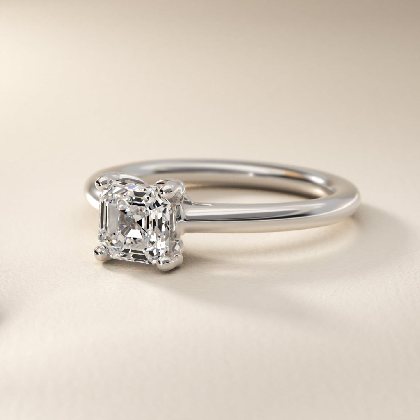 Leaf Solitaire Plus Diamond Engagement Ring in Platinum - Asscher Center