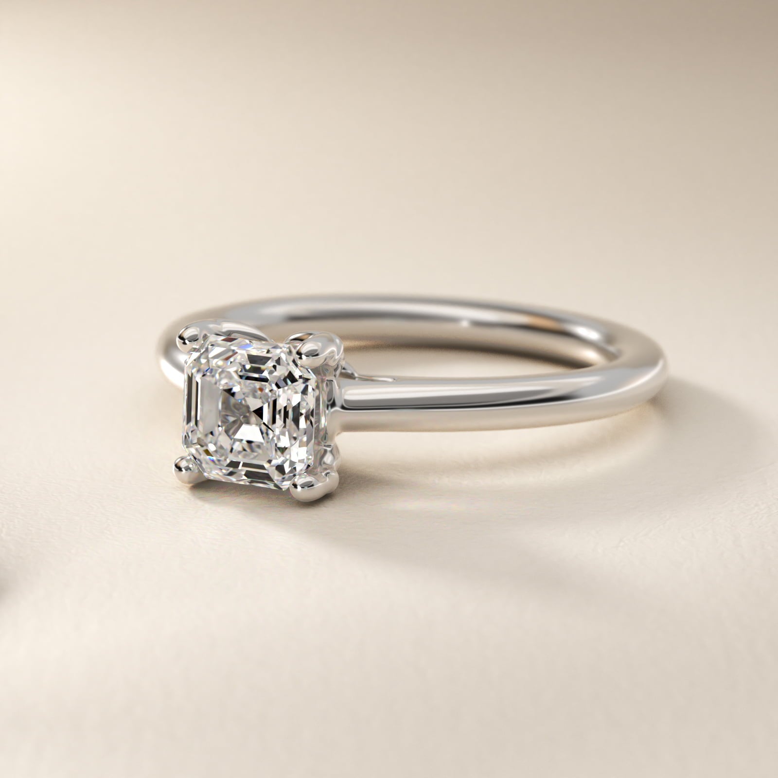 Leaf Solitaire Plus Diamond Engagement Ring in Platinum - Asscher Center