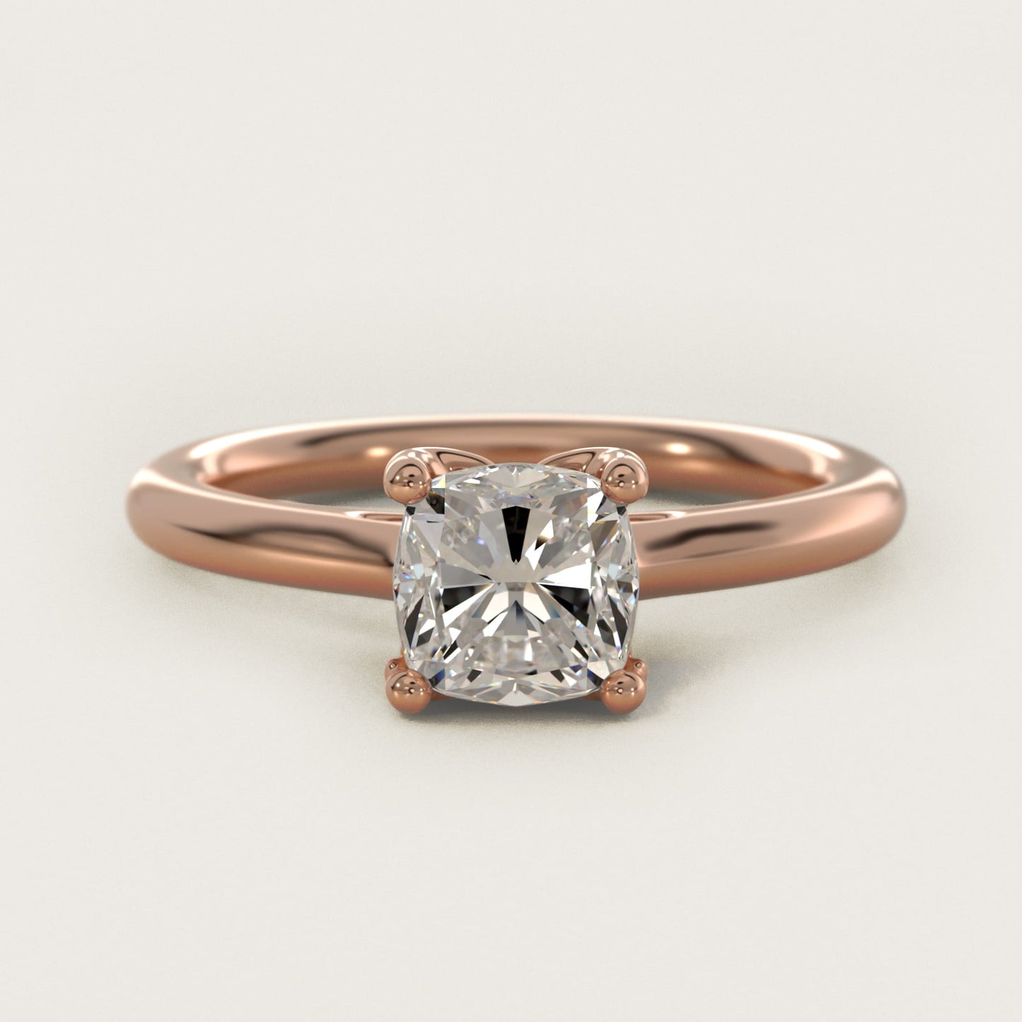 Leaf Solitaire Plus Diamond Engagement Ring in 14k Rose Gold - Cushion Center