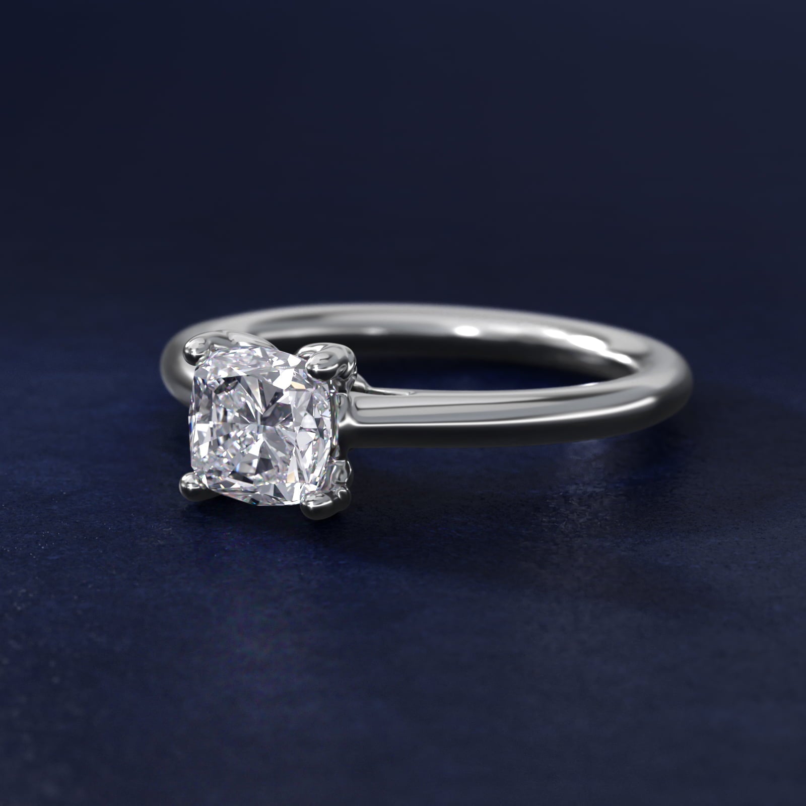 Leaf Solitaire Plus Diamond Engagement Ring in 14k White Gold - Cushion Center