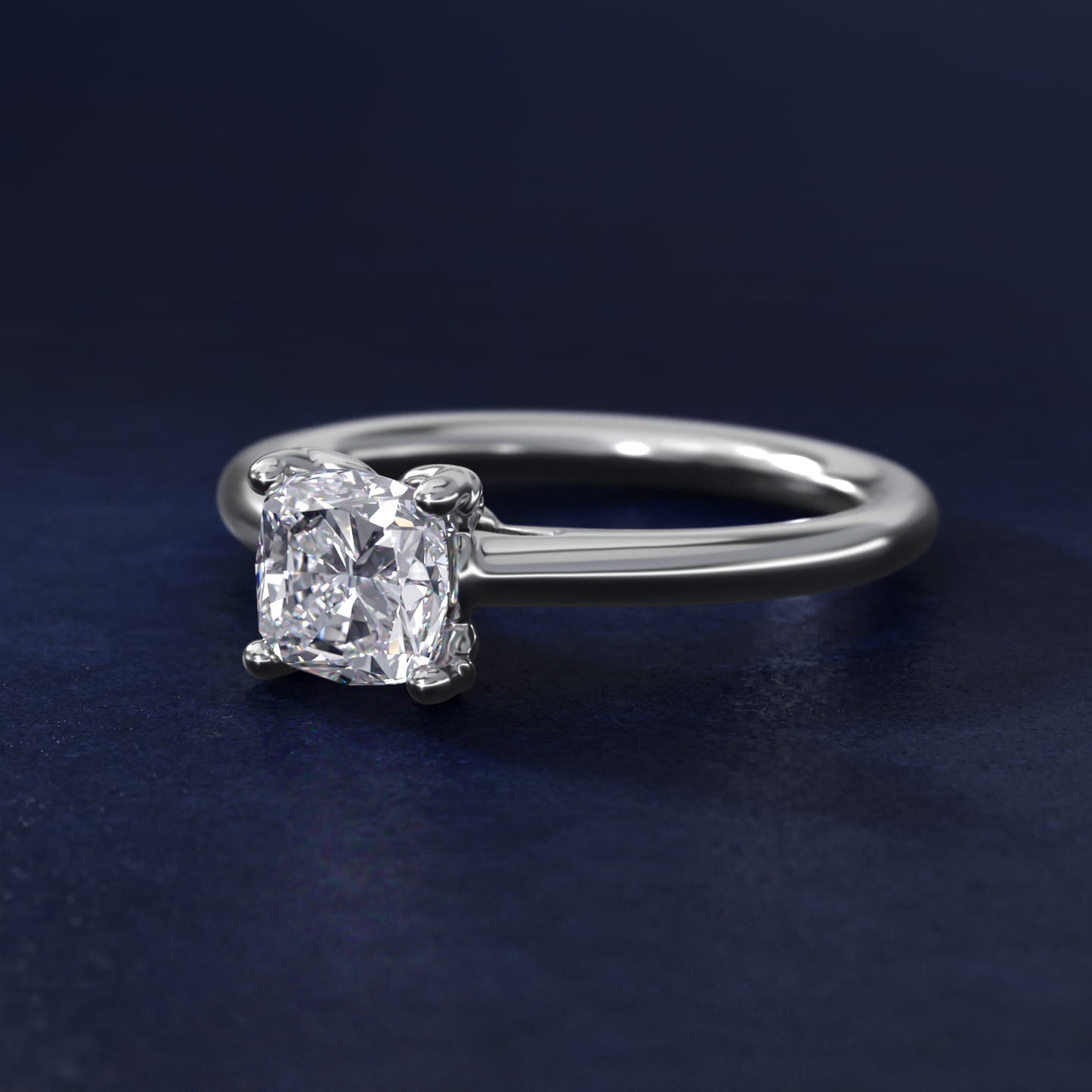 Leaf Solitaire Plus Diamond Engagement Ring in 18k White Gold - Cushion Center