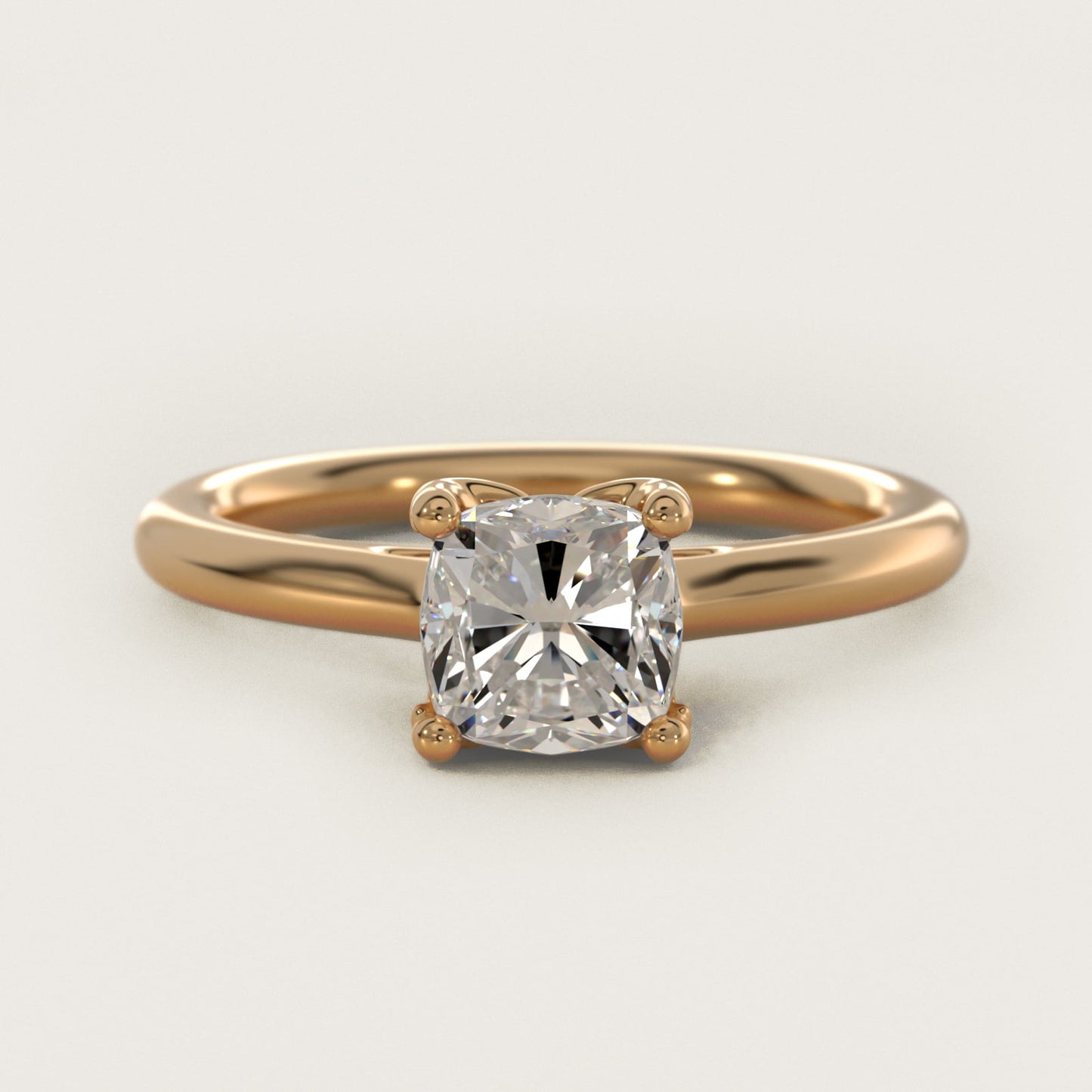 Leaf Solitaire Plus Diamond Engagement Ring in 18k Yellow Gold - Cushion Center