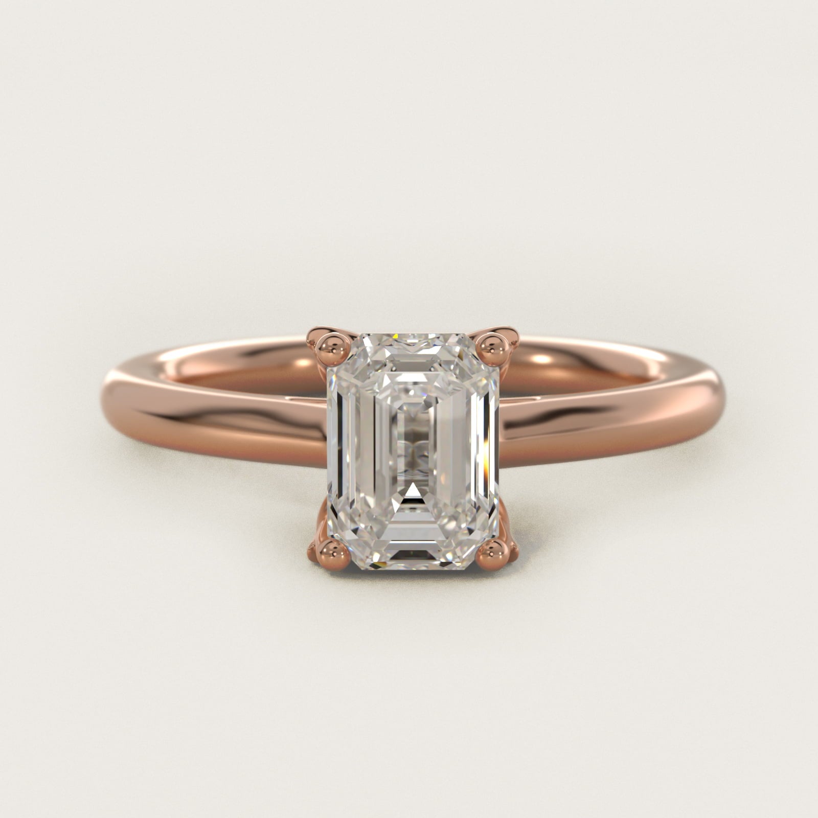 Leaf Solitaire Plus Diamond Engagement Ring in 14k Rose Gold - Emerald Center