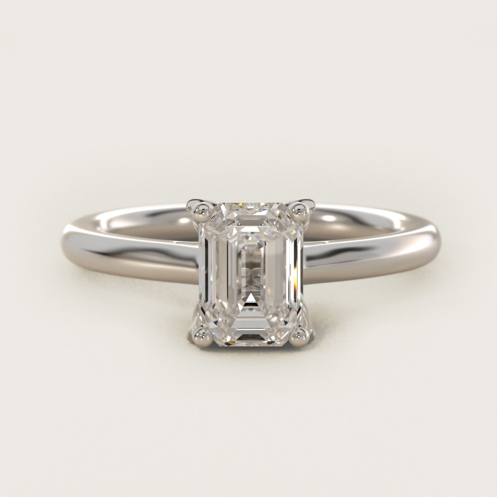 Leaf Solitaire Plus Diamond Engagement Ring in 18k White Gold - Emerald Center