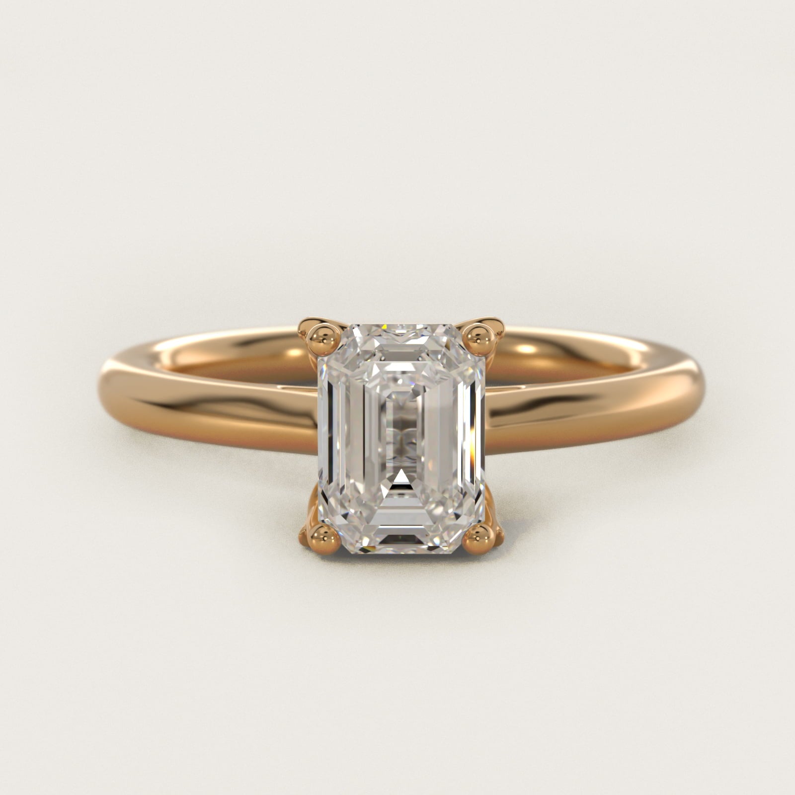 Leaf Solitaire Plus Diamond Engagement Ring in 14k Yellow Gold - Emerald Center