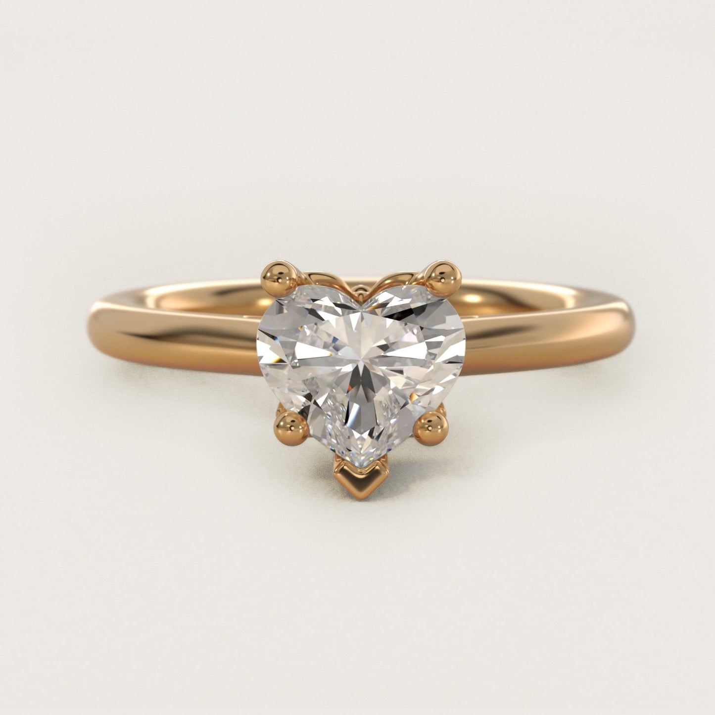 Leaf Solitaire Plus Diamond Engagement Ring in 18k Yellow Gold - Heart Center