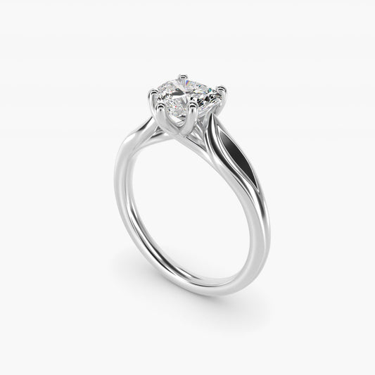 Leaf Solitaire Engagement Ring in Platinum - Heart Center