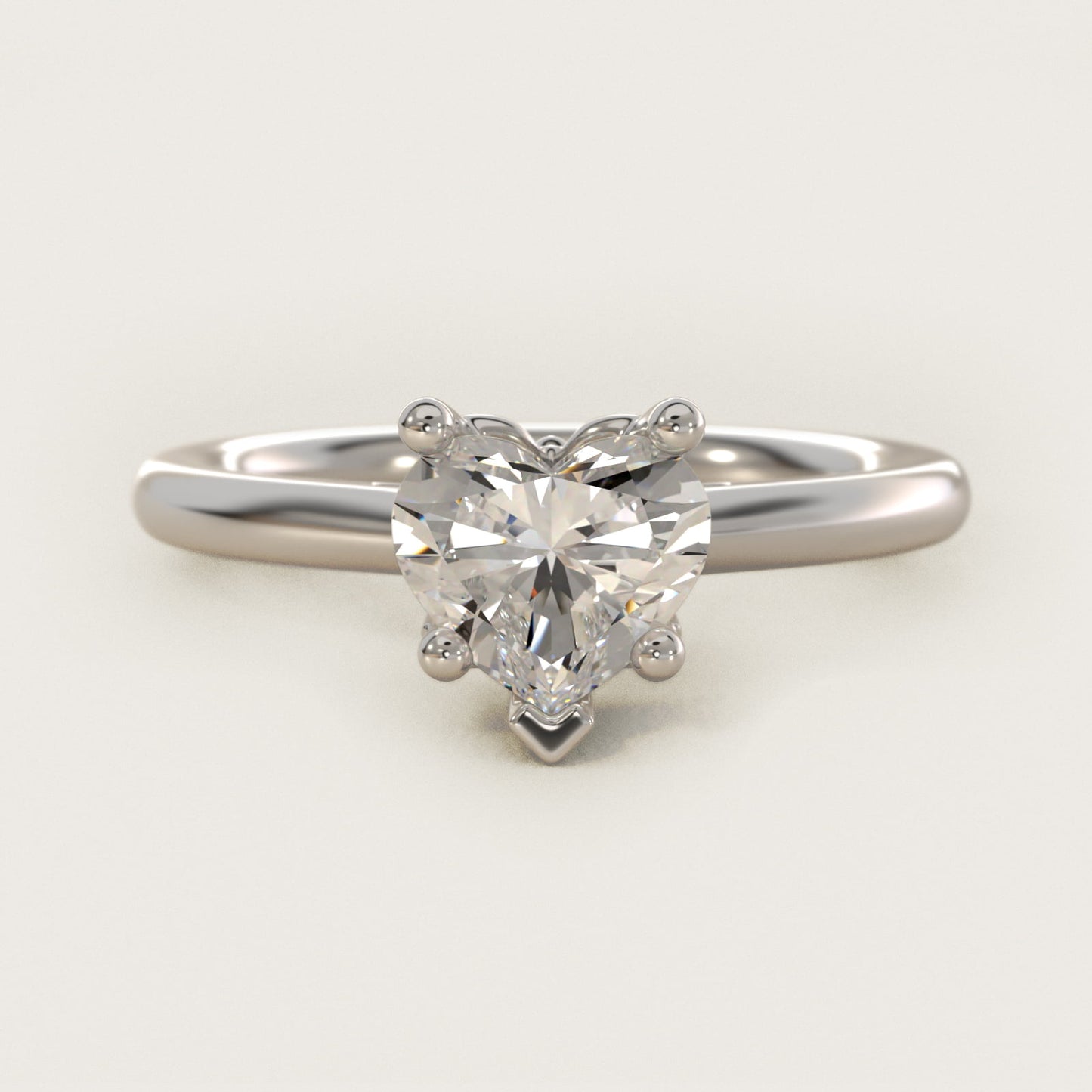 Leaf Solitaire Plus Diamond Engagement Ring in Platinum - Heart Center