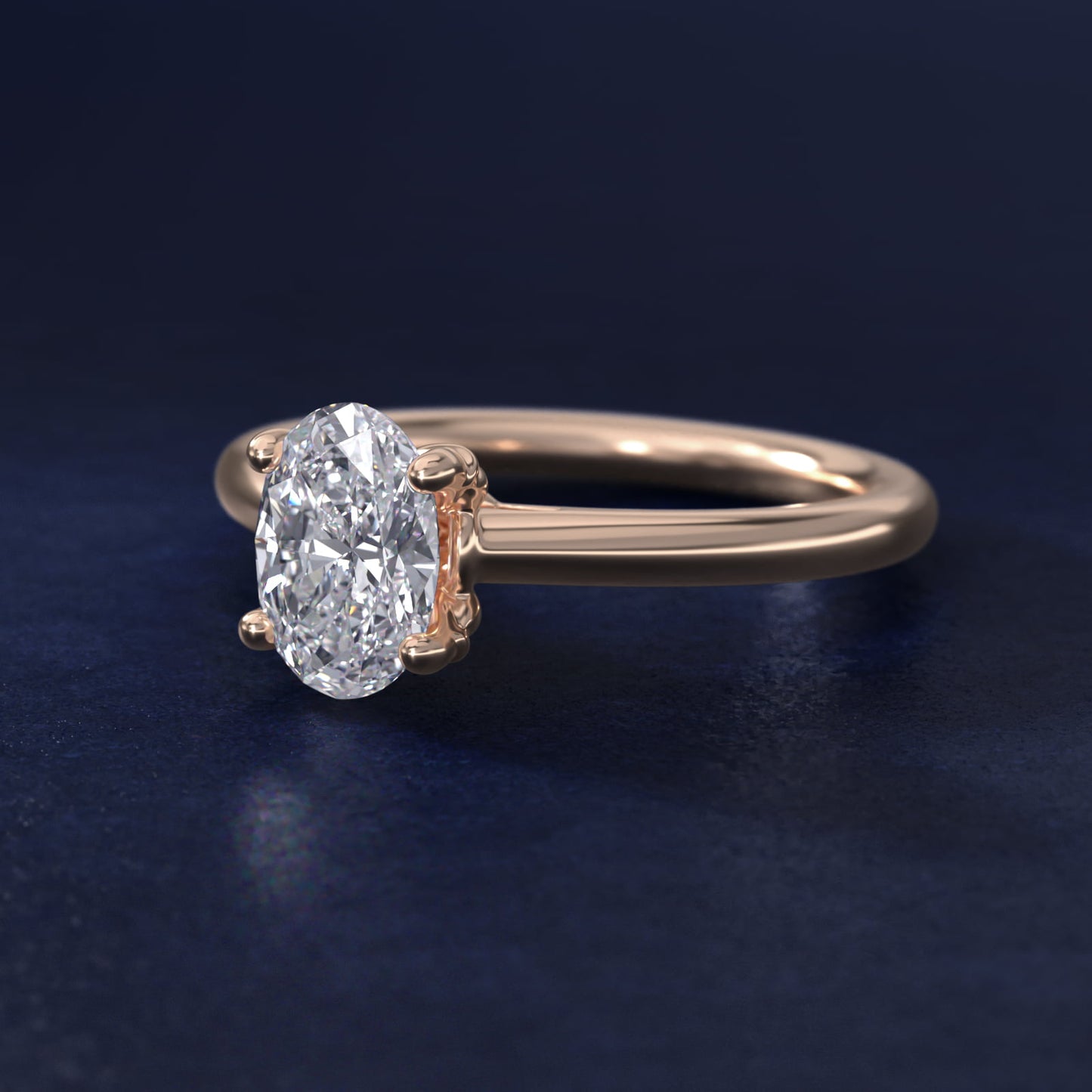 Leaf Solitaire Plus Diamond Engagement Ring in 18k Rose Gold - Oval Center