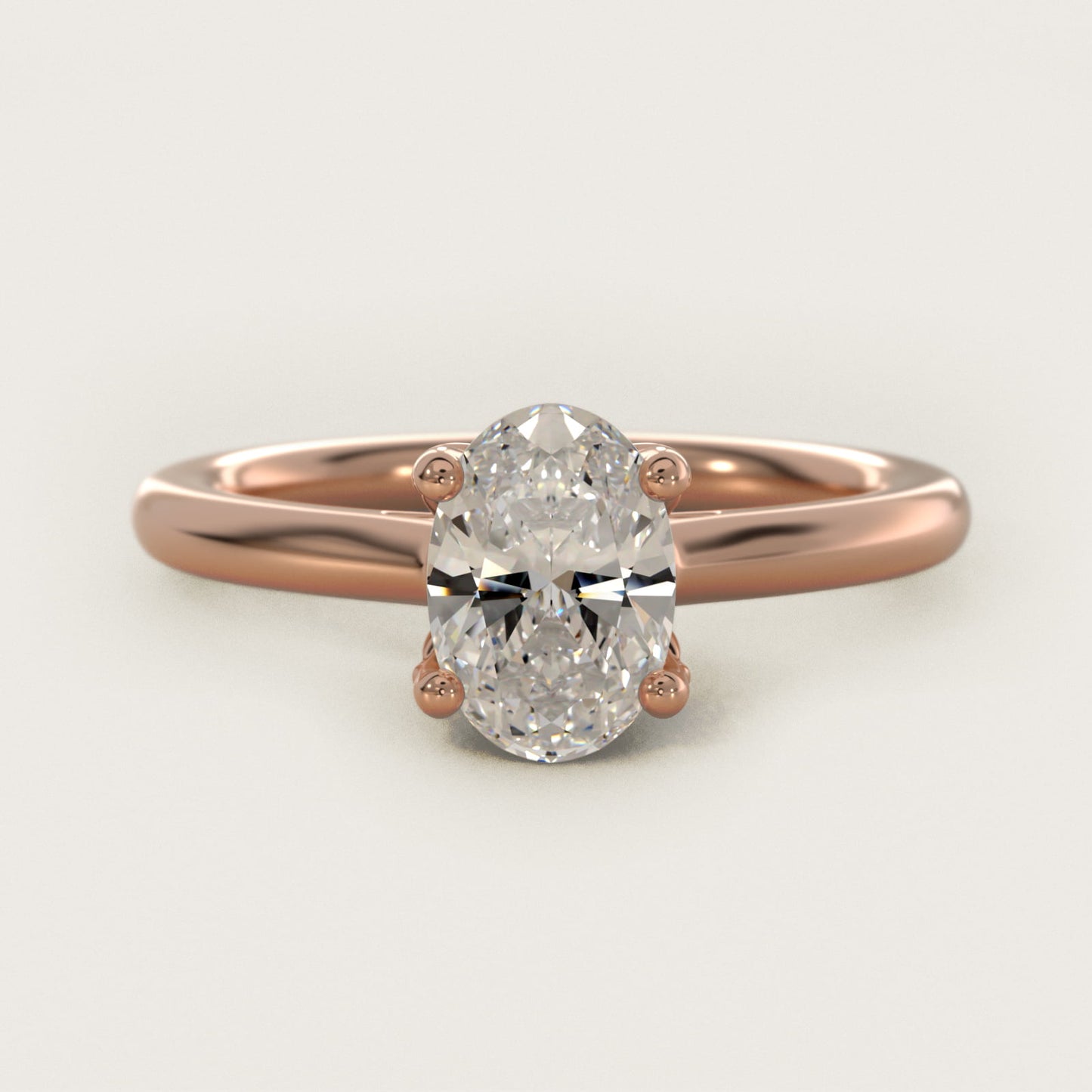 Leaf Solitaire Plus Diamond Engagement Ring in 14k Rose Gold - Oval Center