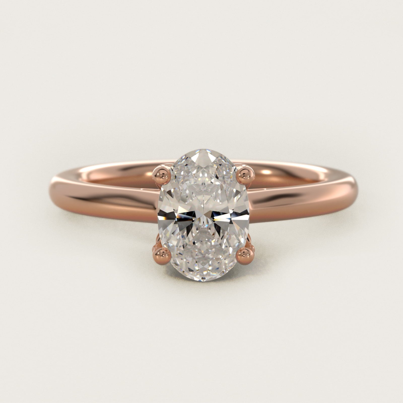Leaf Solitaire Plus Diamond Engagement Ring in 14k Rose Gold - Oval Center