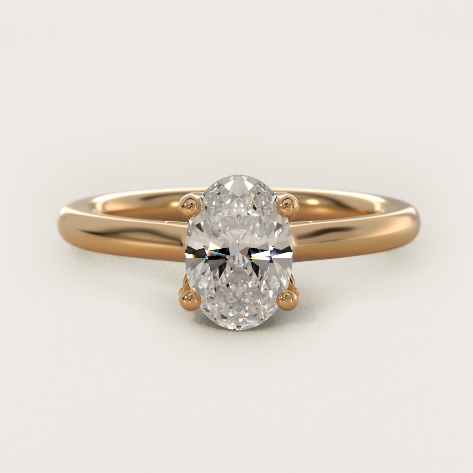 Leaf Solitaire Plus Diamond Engagement Ring in 18k Yellow Gold - Oval Center