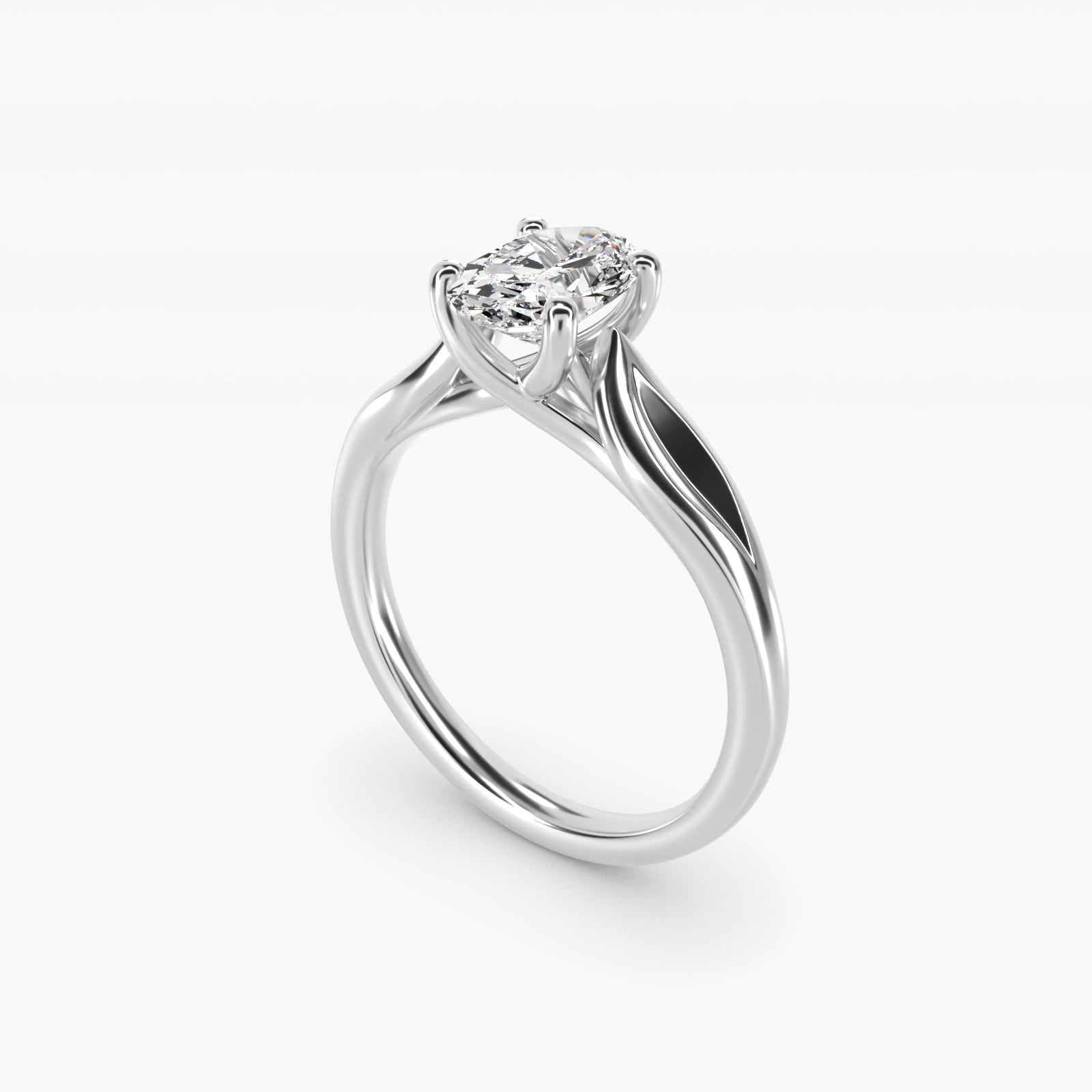 Leaf Solitaire Engagement Ring in Platinum - Oval Center