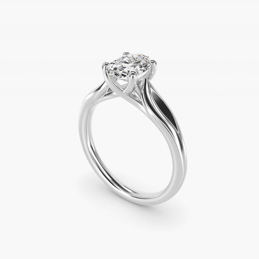 Leaf Solitaire Engagement Ring in Platinum - Oval Center