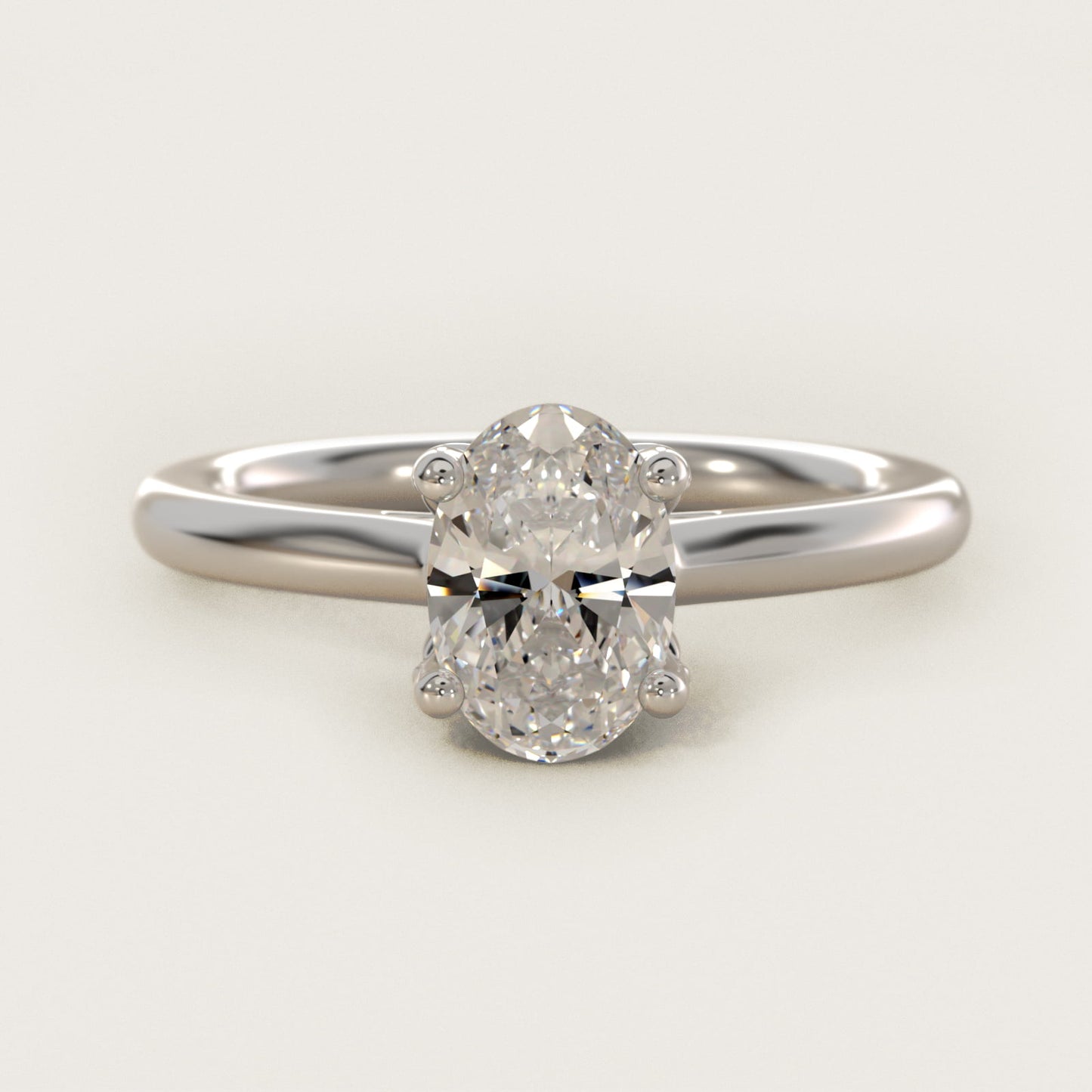 Leaf Solitaire Plus Diamond Engagement Ring in Platinum - Oval Center