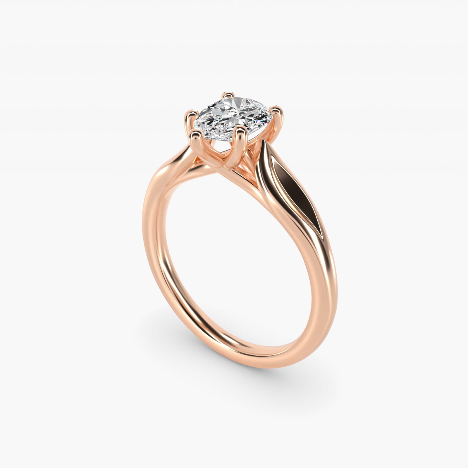 Leaf Solitaire Engagement Ring in 14k Rose Gold - Pear Center