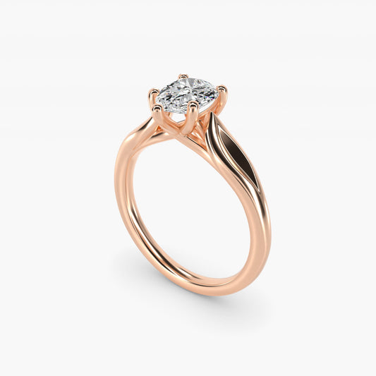 Leaf Solitaire Engagement Ring in 14k Rose Gold - Pear Center