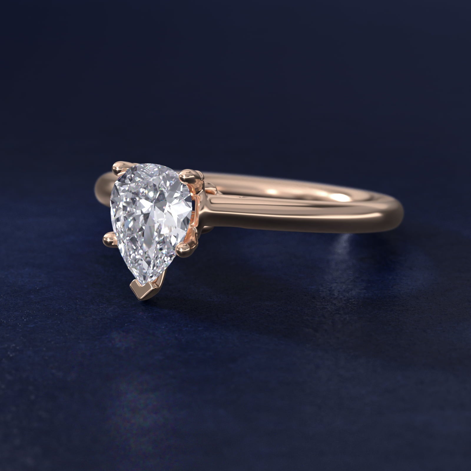 Leaf Solitaire Plus Diamond Engagement Ring in 14k Rose Gold - Pear Center
