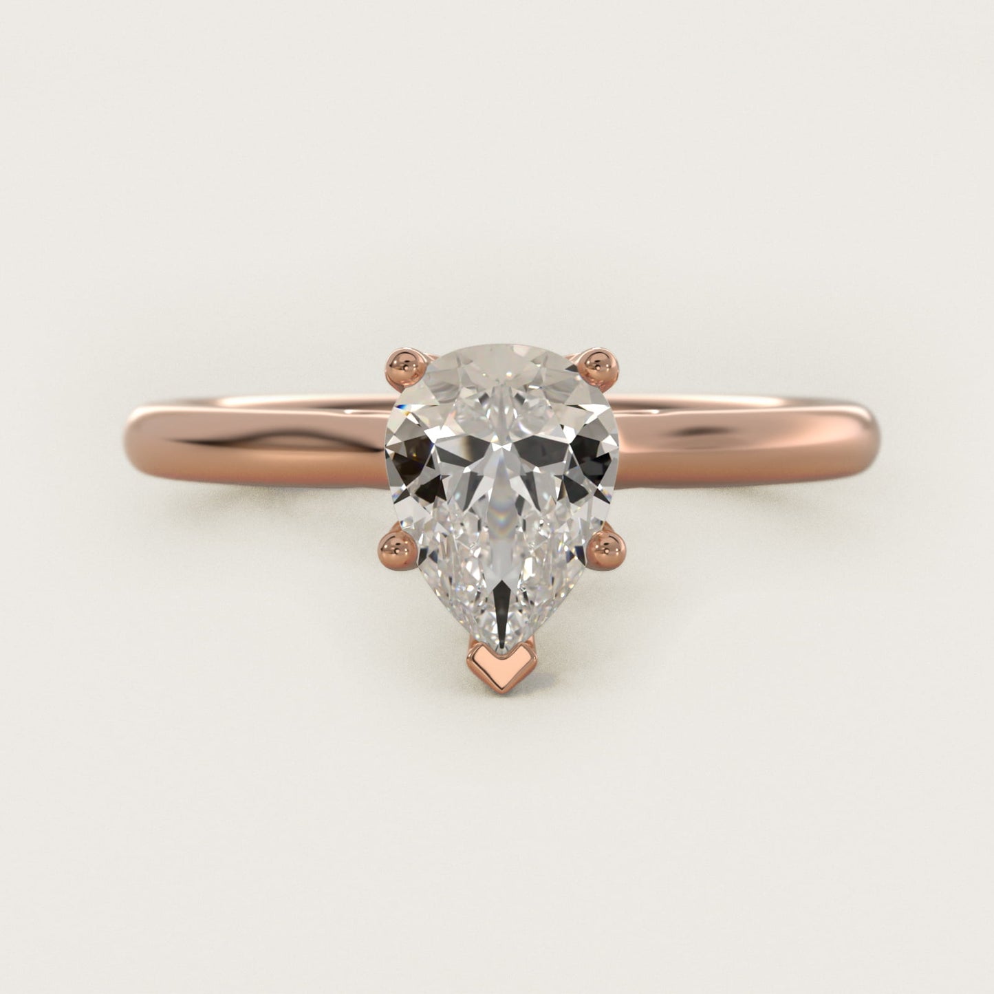 Leaf Solitaire Plus Diamond Engagement Ring in 14k Rose Gold - Pear Center