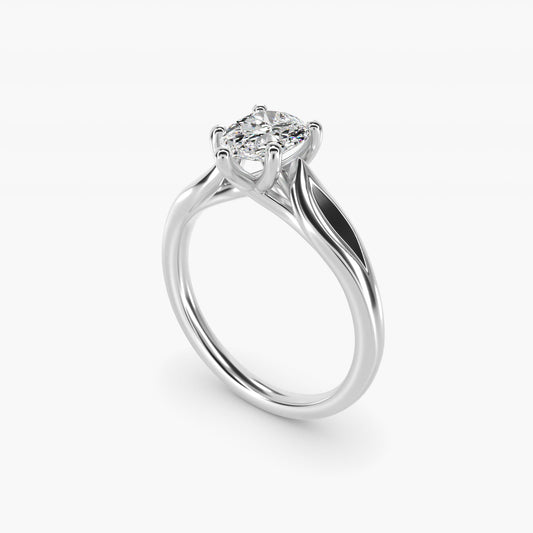 Leaf Solitaire Engagement Ring in 18k White Gold - Pear Center
