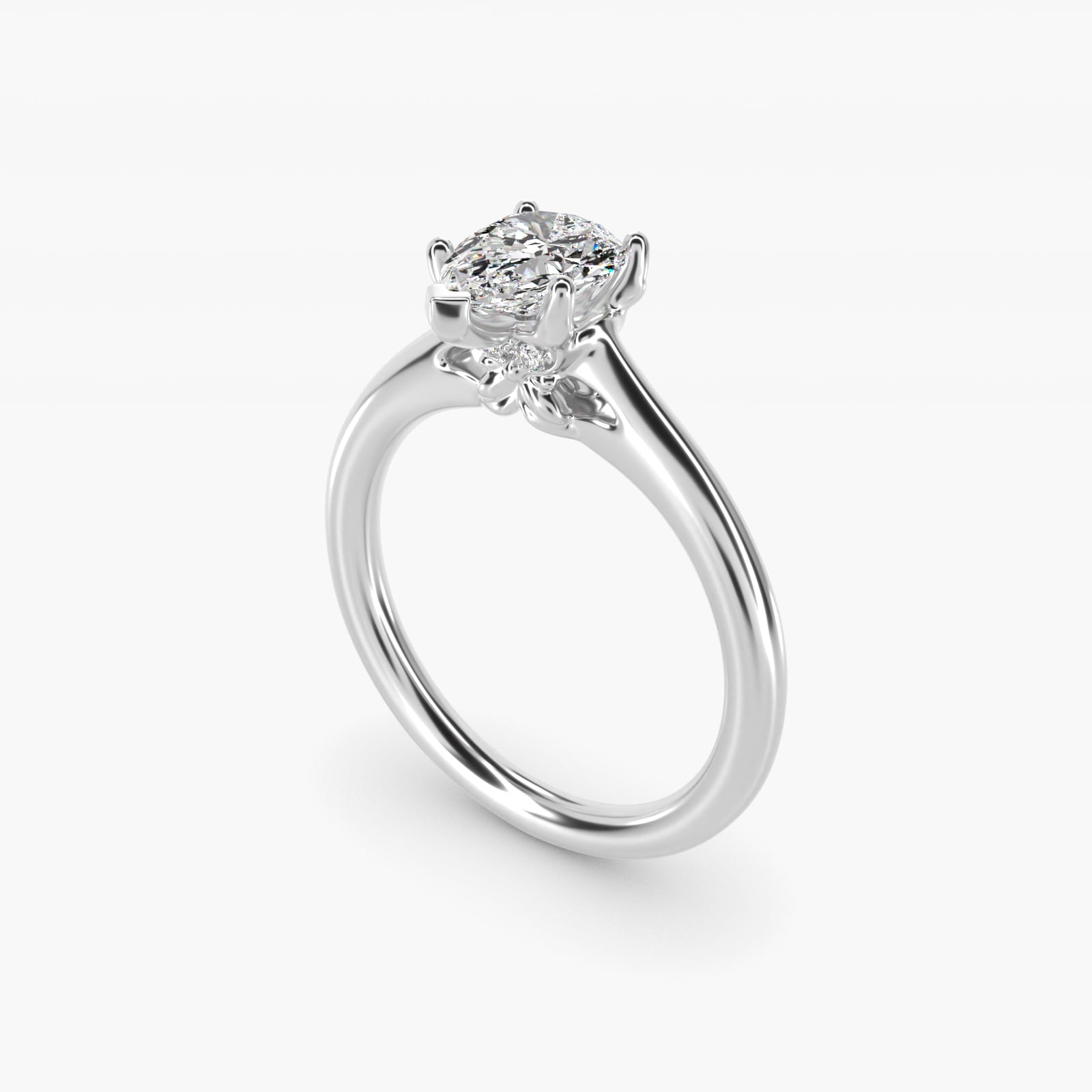 Leaf Solitaire Plus Diamond Engagement Ring in 14k White Gold - Pear Center