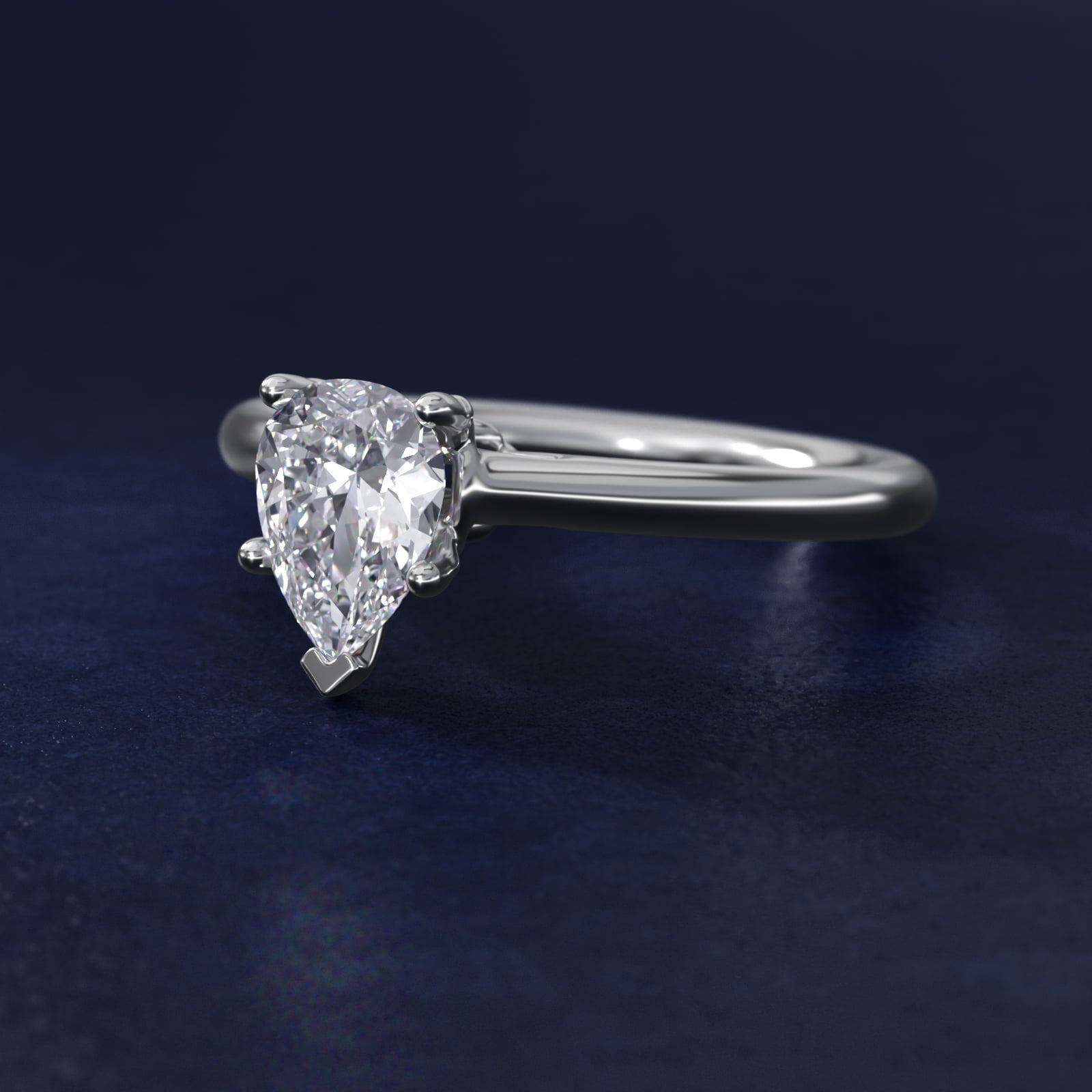Leaf Solitaire Plus Diamond Engagement Ring in 18k White Gold - Pear Center