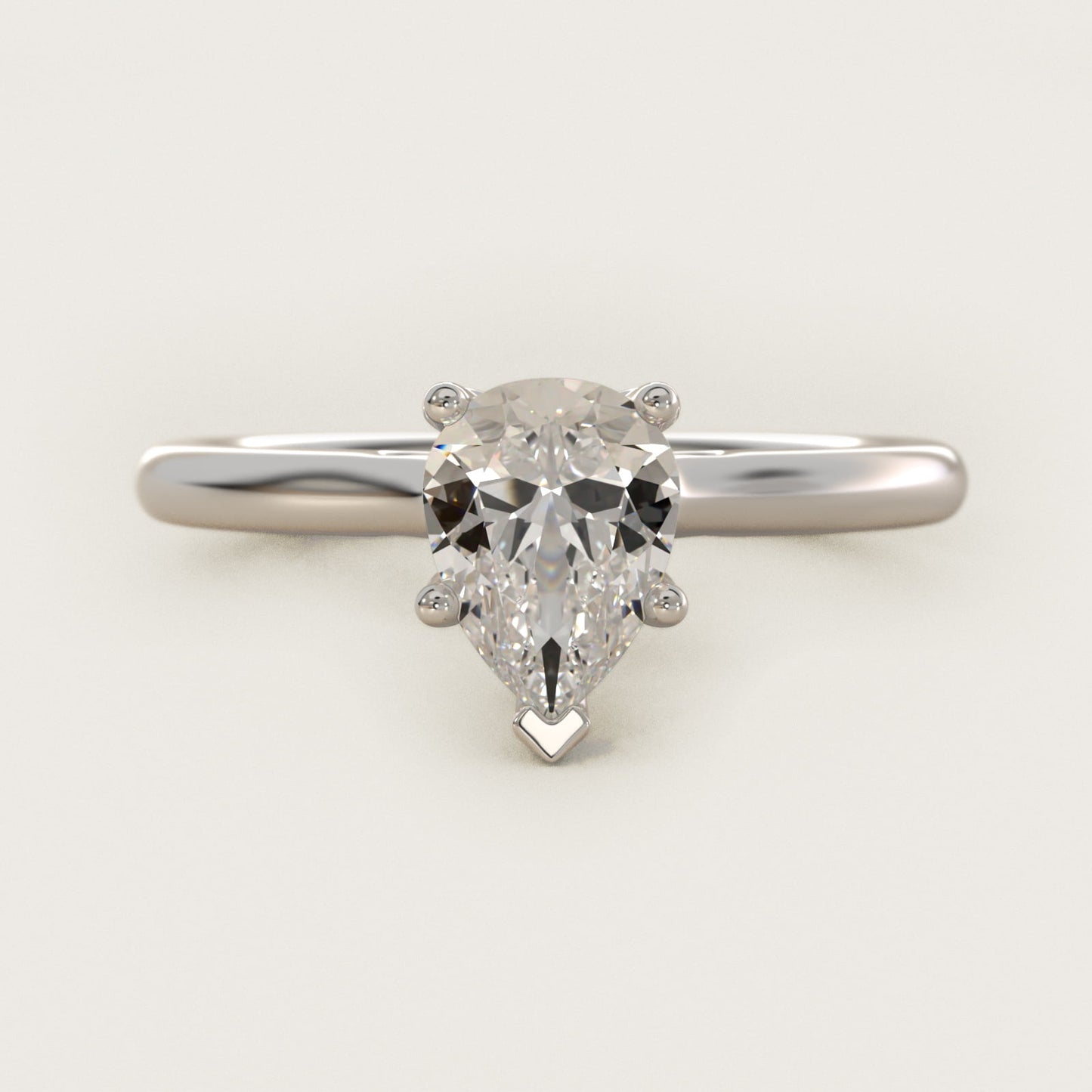Leaf Solitaire Plus Diamond Engagement Ring in 14k White Gold - Pear Center