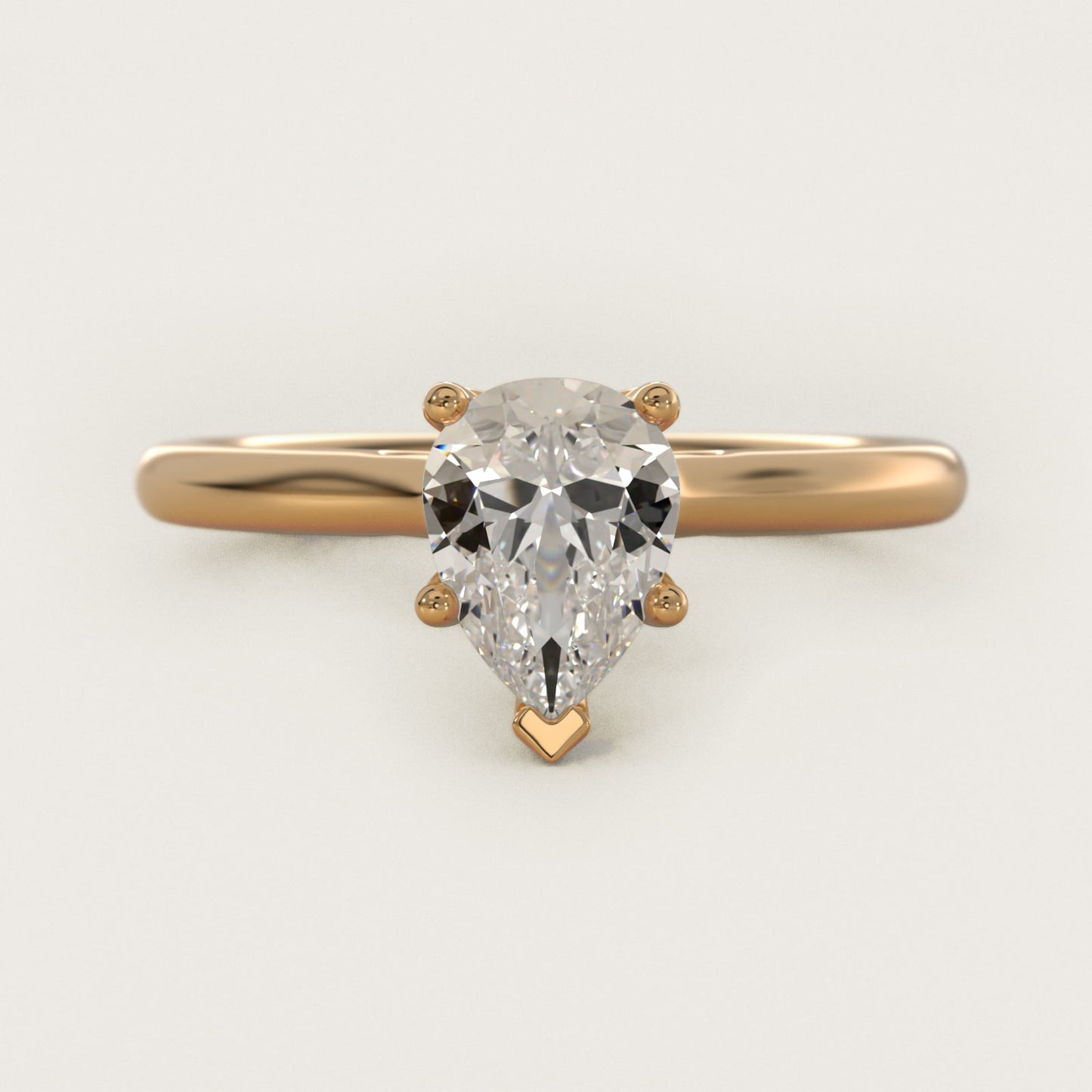 Leaf Solitaire Plus Diamond Engagement Ring in 18k Yellow Gold - Pear Center