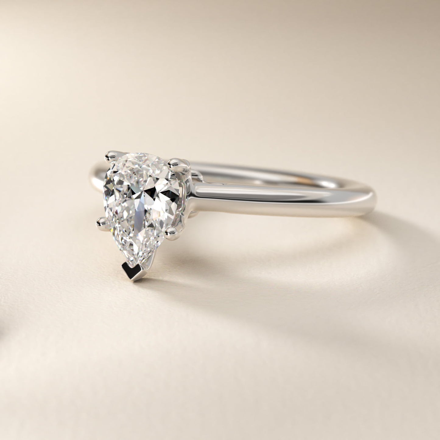 Leaf Solitaire Plus Diamond Engagement Ring in Platinum - Pear Center
