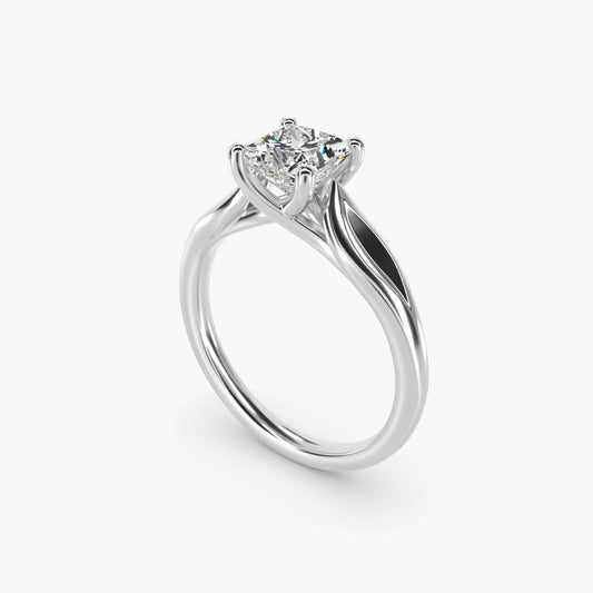 Leaf Solitaire Engagement Ring in Platinum - Princess Center